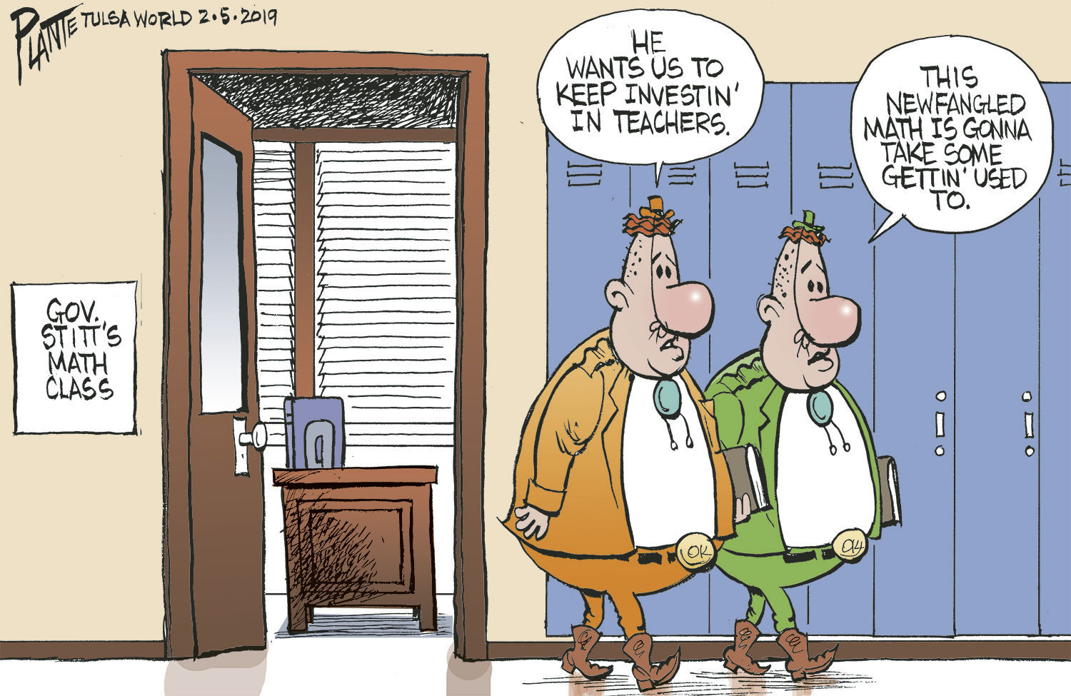 Bruce Plante Cartoon: Governor Stitt's Math Class